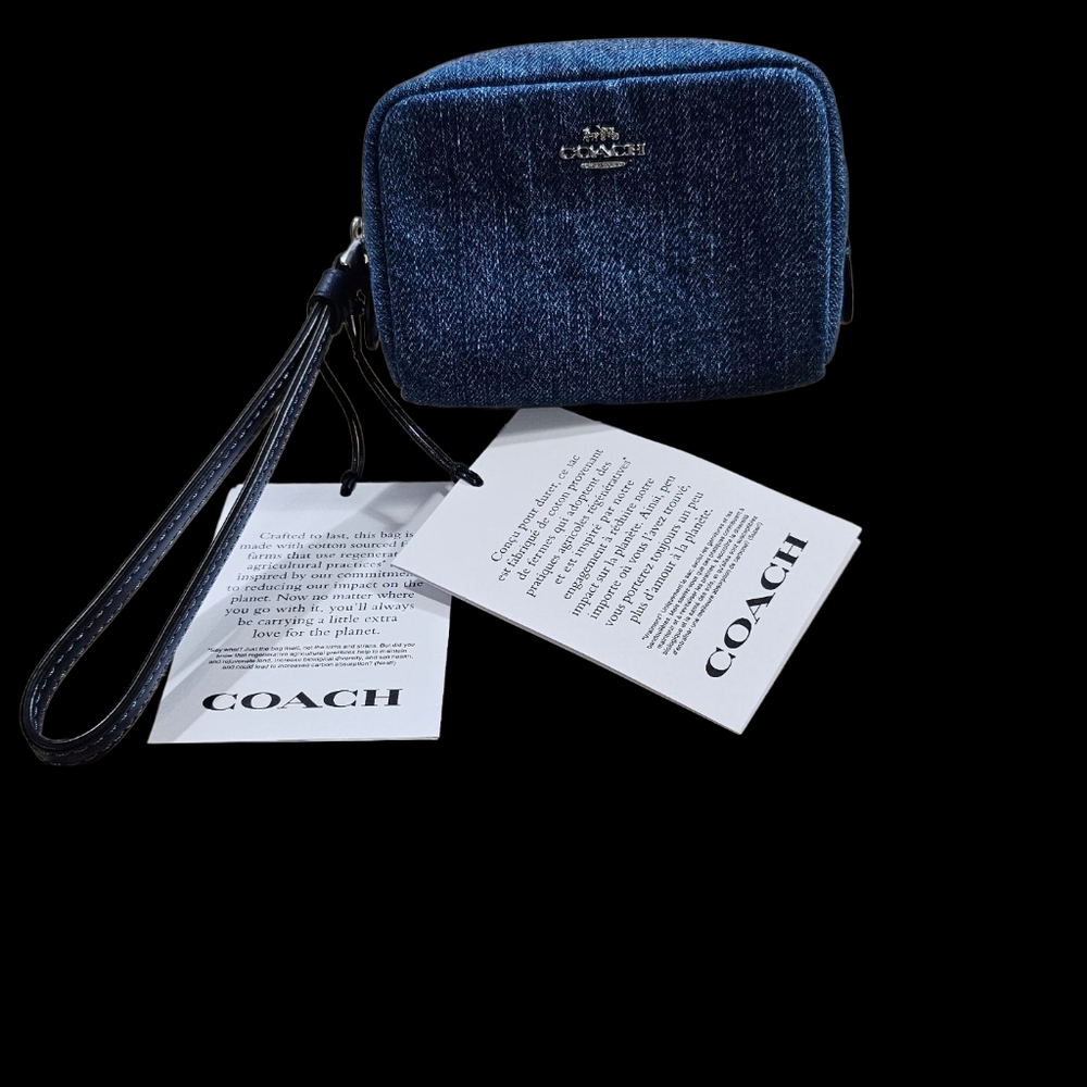 COACH Denim Blue Pouch Wristlet NWT - Picture 12 of 12